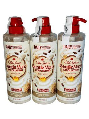 Old Spice GentleMan's Body Wash Brown Sugar Cocoa Butter 3 Pack 18oz Each